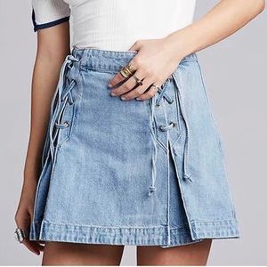 Free People Lace Up Denim Skirt
